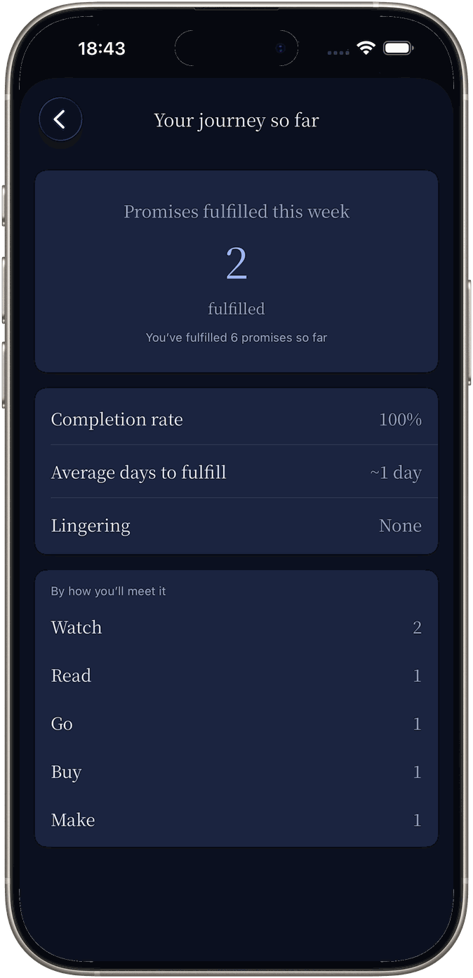 The Reflection (stats) screen